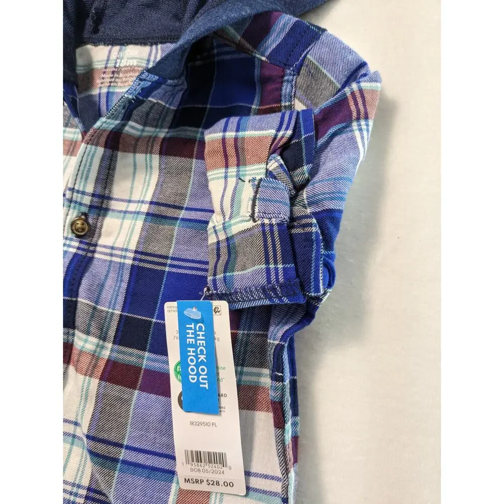 NWT Carter's Baby Boy 18 months Plaid Hooded‎ Button-Front Shirt Stylish Toddler